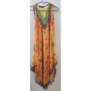 Jackpot Womens Plus Size Tropical Seashell Starfish Handkerchief Maxi Dress